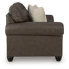 Fecy Loveseat with 2 Throw Pillows, Umber Brown Faux Leather, 72"