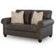 Fecy Loveseat with 2 Throw Pillows, Umber Brown Faux Leather, 72"