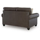 Fecy Loveseat with 2 Throw Pillows, Umber Brown Faux Leather, 72"