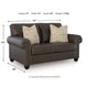 Fecy Loveseat with 2 Throw Pillows, Umber Brown Faux Leather, 72"