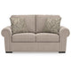 Mecy Loveseat with 2 Pillows, Roll Arms, Heather Gray Chenille, 75"