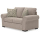 Mecy Loveseat with 2 Pillows, Roll Arms, Heather Gray Chenille, 75"
