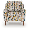 Kena Accent Chair, Shelter Arms, Multicolor Block Pattern, Brown Legs