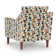 Kena Accent Chair, Shelter Arms, Multicolor Block Pattern, Brown Legs