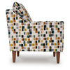 Kena Accent Chair, Shelter Arms, Multicolor Block Pattern, Brown Legs