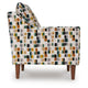 Kena Accent Chair, Shelter Arms, Multicolor Block Pattern, Brown Legs