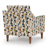 Kena Accent Chair, Shelter Arms, Multicolor Block Pattern, Brown Legs