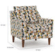 Kena Accent Chair, Shelter Arms, Multicolor Block Pattern, Brown Legs