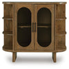 Nisa Accent Cabinet, 2 Glass Doors, Capsule Shelves, 40" Light Brown