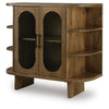 Nisa Accent Cabinet, 2 Glass Doors, Capsule Shelves, 40" Light Brown