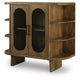 Nisa Accent Cabinet, 2 Glass Doors, Capsule Shelves, 40" Light Brown