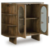 Nisa Accent Cabinet, 2 Glass Doors, Capsule Shelves, 40" Light Brown