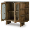 Nisa Accent Cabinet, 2 Glass Doors, Capsule Shelves, 40" Light Brown