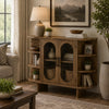 Nisa Accent Cabinet, 2 Glass Doors, Capsule Shelves, 40" Light Brown