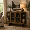 Nisa Accent Cabinet, 2 Glass Doors, Capsule Shelves, 40" Light Brown