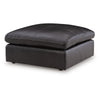 Emy Oversized Accent Ottoman | Black Top Grain Leather | 42"