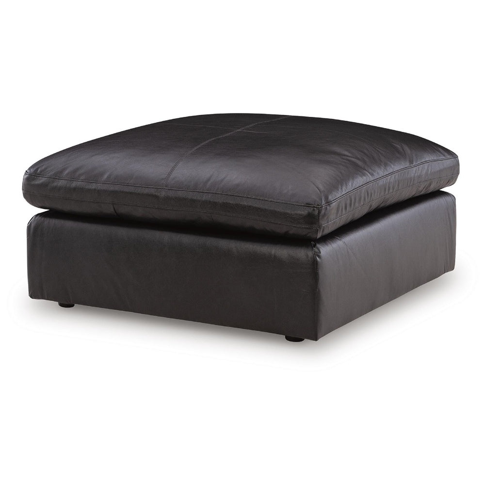 Emy Oversized Accent Ottoman | Black Top Grain Leather | 42"