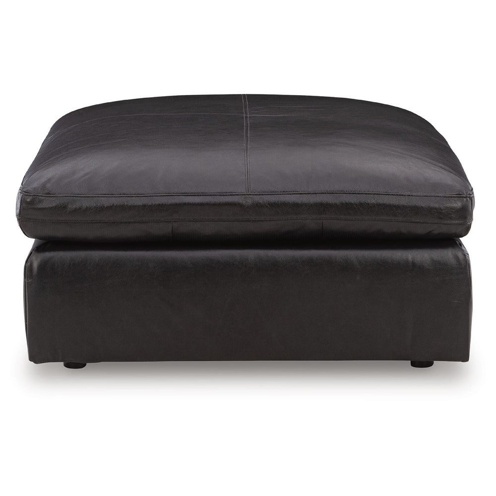 Emy Oversized Accent Ottoman | Black Top Grain Leather | 42"