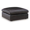 Emy Oversized Accent Ottoman | Black Top Grain Leather | 42"