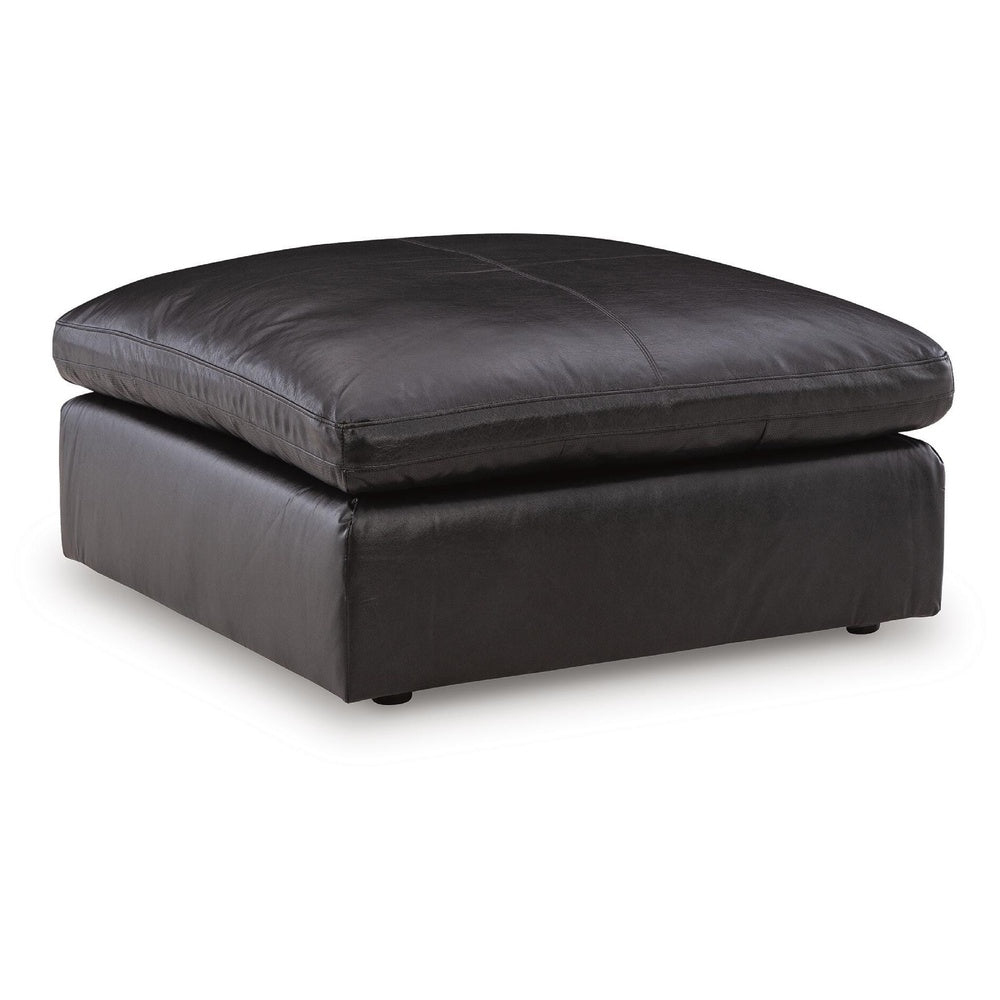 Emy Oversized Accent Ottoman | Black Top Grain Leather | 42"