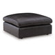 Emy Oversized Accent Ottoman | Black Top Grain Leather | 42"