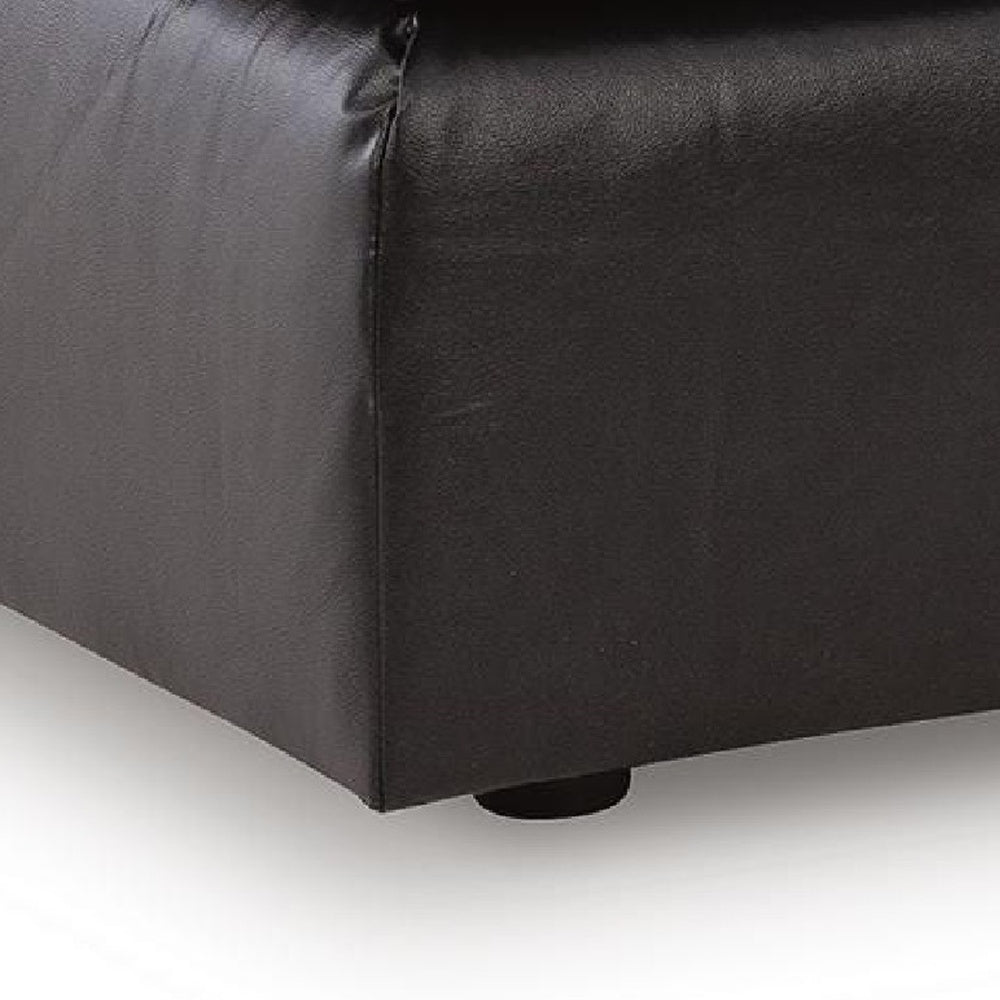 Emy Oversized Accent Ottoman | Black Top Grain Leather | 42"