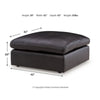 Emy Oversized Accent Ottoman | Black Top Grain Leather | 42"