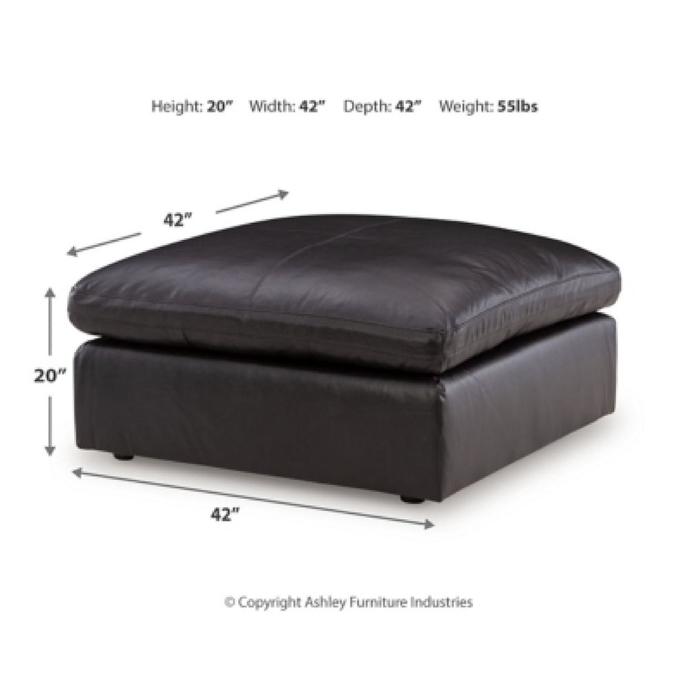 Emy Oversized Accent Ottoman | Black Top Grain Leather | 42"