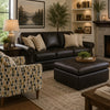 Emy Oversized Accent Ottoman | Black Top Grain Leather | 42"