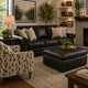 Emy Oversized Accent Ottoman | Black Top Grain Leather | 42"