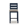 Eina Outdoor Barstool Chair Set of 2 | Navy Blue Aluminum | Beige Cushion