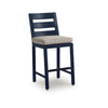 Eina Outdoor Barstool Chair Set of 2 | Navy Blue Aluminum | Beige Cushion
