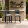 Eina Outdoor Barstool Chair Set of 2 | Navy Blue Aluminum | Beige Cushion