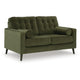 Pir Loveseat with 2 Bolster Pillows, Tufted Back, Olive Green Velvet, 61"