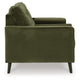 Pir Loveseat with 2 Bolster Pillows, Tufted Back, Olive Green Velvet, 61"
