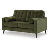 Pir Loveseat with 2 Bolster Pillows, Tufted Back, Olive Green Velvet, 61"
