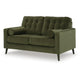 Pir Loveseat with 2 Bolster Pillows, Tufted Back, Olive Green Velvet, 61"