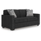 Jez Sofa, 2 Pillows, LED Lights, Coal Black Polyester, 83"