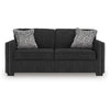 Jez Sofa, 2 Pillows, LED Lights, Coal Black Polyester, 83"