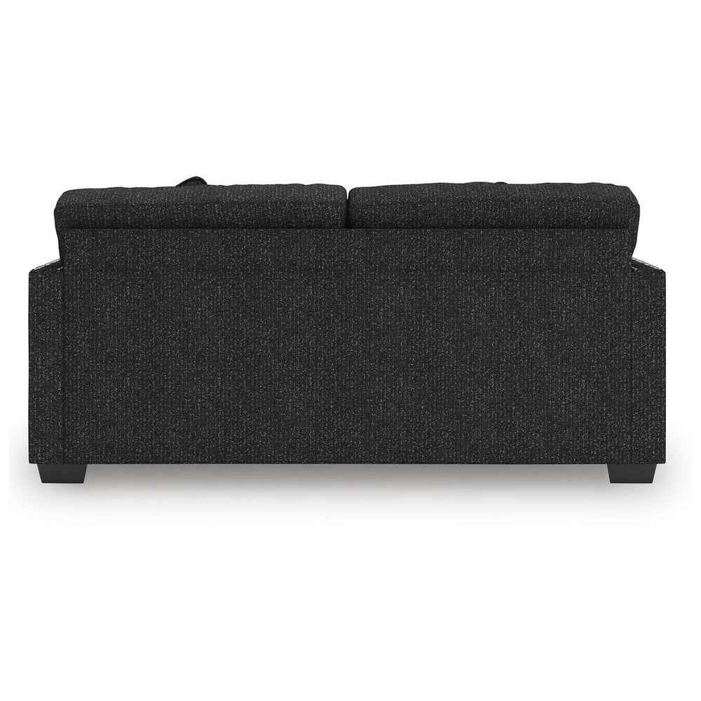Jez Sofa, 2 Pillows, LED Lights, Coal Black Polyester, 83"