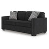 Jez Sofa, 2 Pillows, LED Lights, Coal Black Polyester, 83"