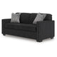 Jez Sofa, 2 Pillows, LED Lights, Coal Black Polyester, 83"