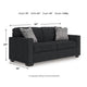 Jez Sofa, 2 Pillows, LED Lights, Coal Black Polyester, 83"