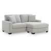 Gesi Sofa with L Arm Chaise, 2 Pillows, Light Gray Upholstery, 85"
