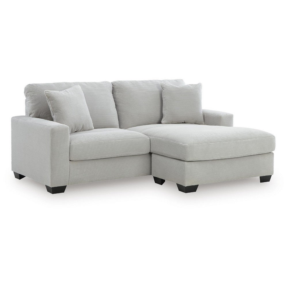 Gesi Sofa with L Arm Chaise, 2 Pillows, Light Gray Upholstery, 85"