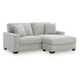 Gesi Sofa with L Arm Chaise, 2 Pillows, Light Gray Upholstery, 85"
