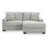 Gesi Sofa with L Arm Chaise, 2 Pillows, Light Gray Upholstery, 85"