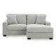 Gesi Sofa with L Arm Chaise, 2 Pillows, Light Gray Upholstery, 85"