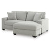 Gesi Sofa with L Arm Chaise, 2 Pillows, Light Gray Upholstery, 85"