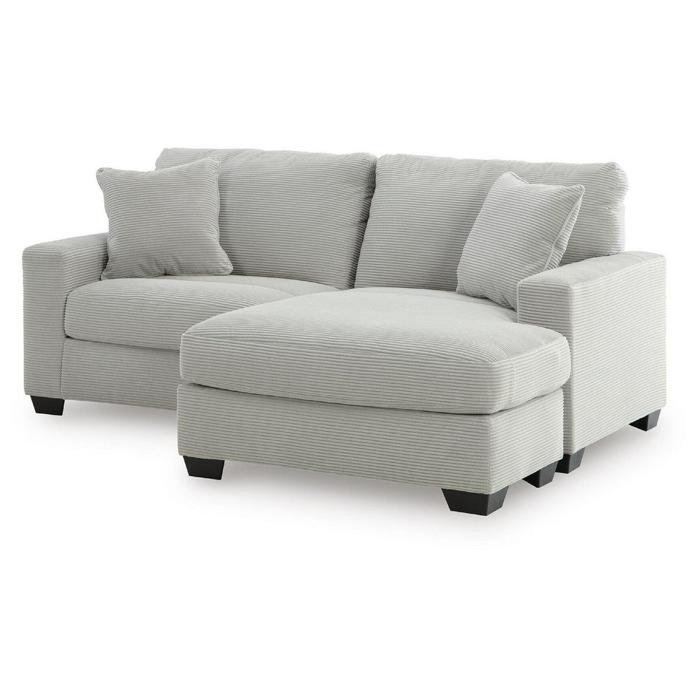 Gesi Sofa with L Arm Chaise, 2 Pillows, Light Gray Upholstery, 85"
